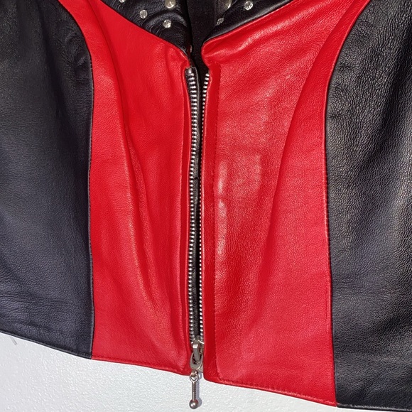 Natural Born Winner Studded Black Red Leather Vest Made in USA XXS/XS - Picture 7 of 14